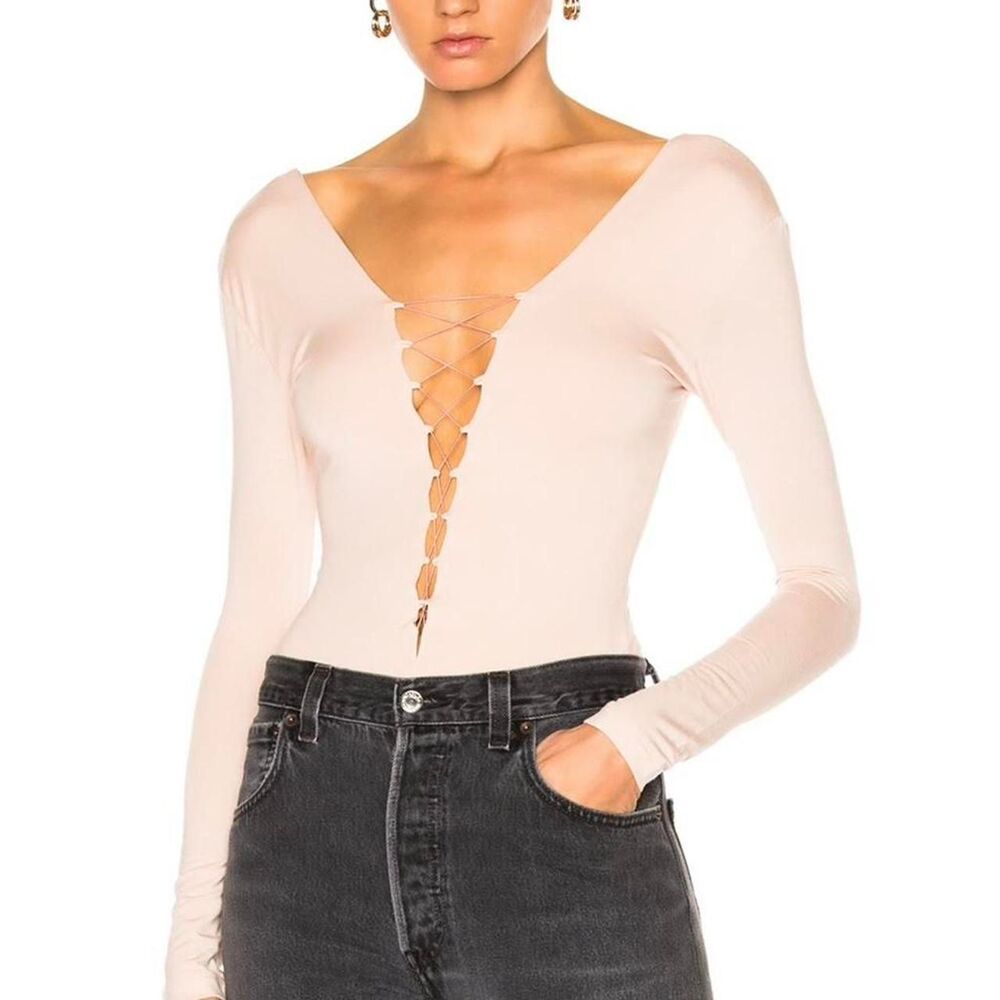 T-by-alexander-wang Women's Tan and Pink Bodysuit XS